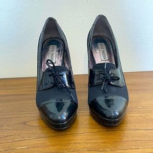 Steve Madden Oxford Style Heels with Shiny Faux Leather Detailing
